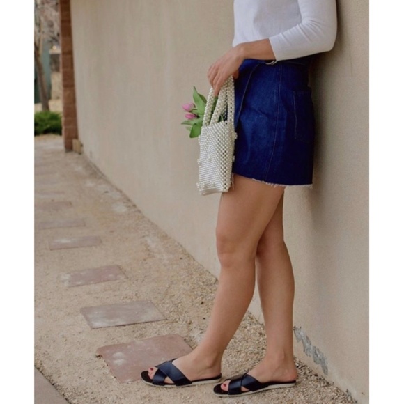 Madewell Denim Distressed Raw Frayed Hem Belt Loop Mini Wrap Skirt 0 NWT - Picture 4 of 16